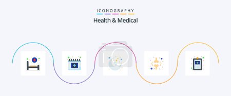 Illustration for Health And Medical Flat 5 Icon Pack Including clinical record. injured. moon. fraction. bone - Royalty Free Image