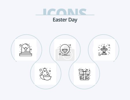 Téléchargez les illustrations : Easter Line Icon Pack 5 Icon Design. event. decoration. egg. holiday. easter - en licence libre de droit