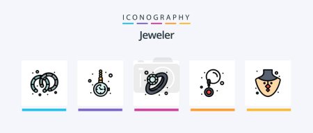 Ilustración de Jewellery Line Filled 5 Icon Pack Including . jewelry. jewelry. earrings. necklace. Creative Icons Design - Imagen libre de derechos