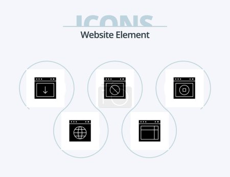 Ilustración de Sitio web Element Glyph Icon Pack 5 Icon Design. web. Detente. sitio web. aplicación. elemento - Imagen libre de derechos