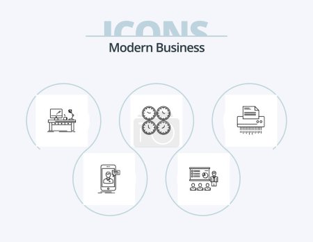 Ilustración de Modern Business Line Icon Pack 5 Icon Design. arquitectura de datos. algoritmo. analítica. diagrama de flujo. gente - Imagen libre de derechos