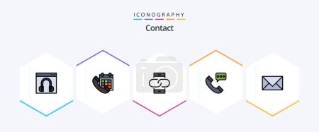 Illustration for Contact 25 FilledLine icon pack including contact. call. date. mobile. link - Royalty Free Image