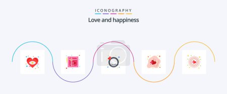 Téléchargez les illustrations : Pack d'icônes Love Flat 5 Y compris coeur. amour. engagement. coeur. Pâques - en licence libre de droit