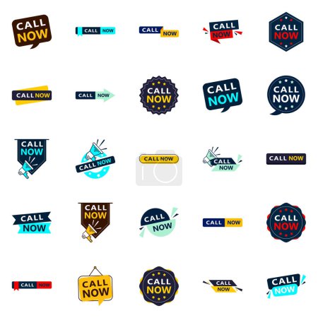 Illustration for Call Now 25 Eye catching Typographic Banners for driving phone calls - Royalty Free Image