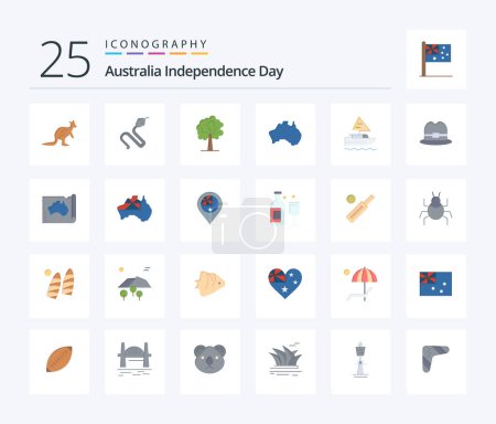 Ilustración de Australia Independence Day 25 Flat Color icon pack including travel. location. india. country. growth - Imagen libre de derechos