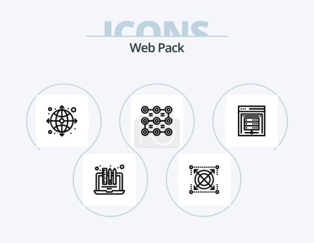 Illustration for Web Pack Line Icon Pack 5 Icon Design. user interface. custom content. flask. picture. interface - Royalty Free Image