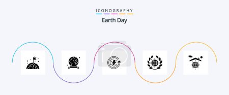 Ilustración de Día de la Tierra Glyph 5 Icon Pack Incluyendo globo. mundo. Día de la Tierra. Un día. tierra - Imagen libre de derechos