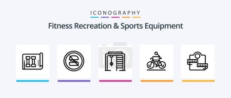 Ilustración de Fitness Recreation And Sports Equipment Line 5 Icon Pack Including jumping. activity. skate board. weight. equipment. Creative Icons Design - Imagen libre de derechos
