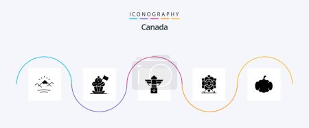 Ilustración de Canada Glyph 5 Icon Pack Incluyendo cucurbit. Rueda. Bandera. park. canada - Imagen libre de derechos