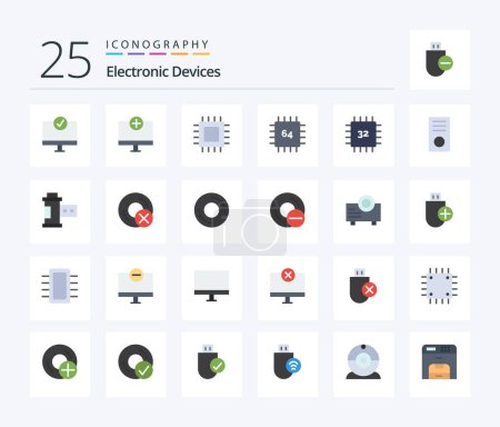 Illustration for Devices 25 Flat Color icon pack including devices. computers. gadget. hardware. devices - Royalty Free Image