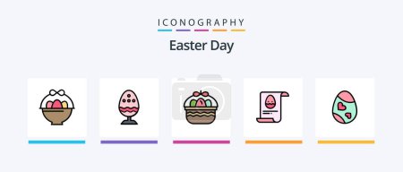 Téléchargez les illustrations : Easter Line Filled 5 Icon Pack Including basket. cross. boiled. christian. food. Creative Icons Design - en licence libre de droit