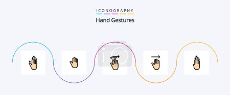 Téléchargez les illustrations : Hand Gestures Line Filled Flat 5 Icon Pack Including right. arrow. hand. left - en licence libre de droit