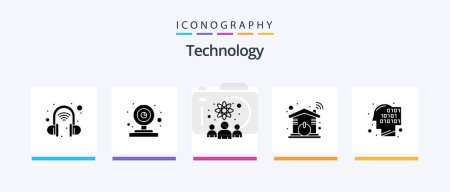 Téléchargez les illustrations : Technology Glyph 5 Icon Pack Including human. binary. physicists. wifi. home. Creative Icons Design - en licence libre de droit