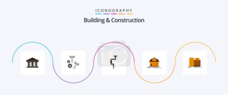 Ilustración de Edificio y construcción Piso 5 Icon Pack Incluyendo bienes raíces. casa. herramientas. A casa. herramienta - Imagen libre de derechos