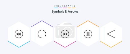 Illustration for Symbols and Arrows 25 Line icon pack including . next. . left - Royalty Free Image