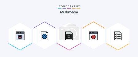 Ilustración de Multimedia 25 FilledLine icon pack including . . table. todo. document - Imagen libre de derechos