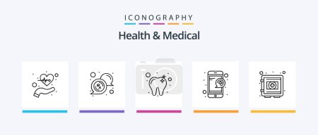 Illustration for Health And Medical Line 5 Icon Pack Including skull. emergency. virus. telephone. doctor on call. Creative Icons Design - Royalty Free Image
