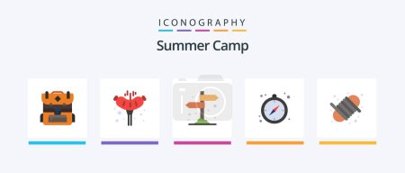 Ilustración de Summer Camp Flat 5 Icon Pack Including yarn. equipment. camping. camping. compass. Creative Icons Design - Imagen libre de derechos
