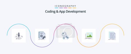 Ilustración de Coding And App Development Flat 5 Icon Pack Including image. service. coding. maintenance. app - Imagen libre de derechos