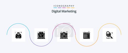 Illustration for Digital Marketing Glyph 5 Icon Pack Including marketing strategy. marketing campaign. concept. web. internet - Royalty Free Image