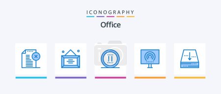 Ilustración de Office Blue 5 Icon Pack Including stream. radio. office. office. pause. Creative Icons Design - Imagen libre de derechos