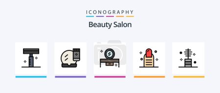 Téléchargez les illustrations : Beauty Salon Line Filled 5 Icon Pack Including hairstyle. comb. salon. beauty. makeup. Creative Icons Design - en licence libre de droit