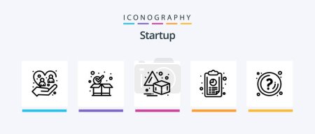Téléchargez les illustrations : Pack Icône Startup Line 5 Y compris les documents. l'argent. Descendez. idées. l'argent. Icônes créatives Design - en licence libre de droit