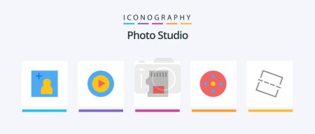 Illustration for Photo Studio Flat 5 Icon Pack Including straighten. image. sd. storage. footage. Creative Icons Design - Royalty Free Image