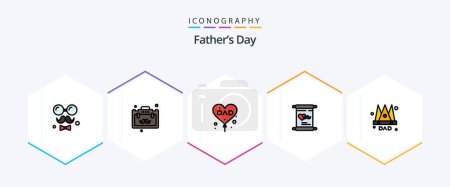 Téléchargez les illustrations : Fathers Day 25 FilledLine icon pack including day. love. travel. invitation. fathers day - en licence libre de droit