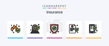 Illustration for Insurance Line Filled 5 Icon Pack Including shop. protection. paper. insurance. security. Creative Icons Design - Royalty Free Image