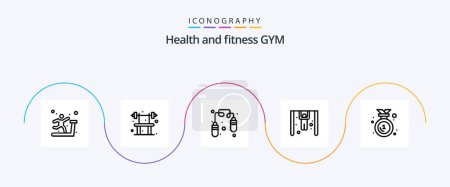 Illustration for Gym Line 5 Icon Pack Including medal. badge. exercise. award. gymnast - Royalty Free Image