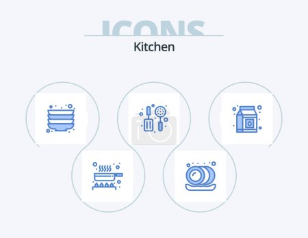 Téléchargez les illustrations : Icône bleue de cuisine Pack 5 Icône Design. . écumeur. pack - en licence libre de droit