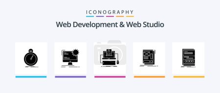 Ilustración de Web Development And Web Studio Glyph 5 Icon Pack Including web. wire. site. screen. computer. Creative Icons Design - Imagen libre de derechos