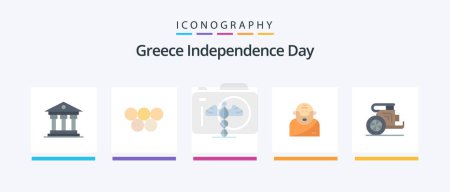 Illustration for Greece Independence Day Flat 5 Icon Pack Including horses. old. medicine. mythology. god. Creative Icons Design - Royalty Free Image