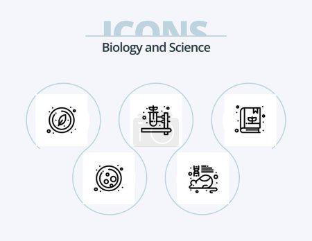 Illustration for Biology Line Icon Pack 5 Icon Design. lab. setting. science. plant. environment - Royalty Free Image