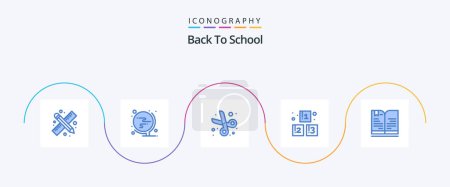 Photo for Back To School Blue 5 Icon Pack Including book. school. back to school. preschool. abc - Royalty Free Image