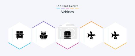 Illustration for Vehicles 25 Glyph icon pack including transportation. plane. metro. flight. vehicles - Royalty Free Image