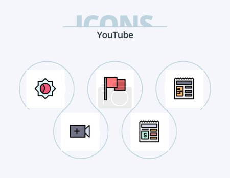 Téléchargez les illustrations : Youtube Line Filled Icon Pack 5 Icon Design. signal. basic. document. document. ui - en licence libre de droit