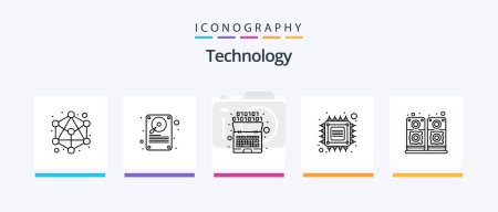 Ilustración de Technology Line 5 Icon Pack Including brain. tech. connection. smart. computer. Creative Icons Design - Imagen libre de derechos