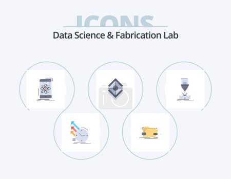 Téléchargez les illustrations : Data Science And Fabrication Lab Flat Icon Pack 5 Icon Design. layers. arrange. tech. science. mobile - en licence libre de droit