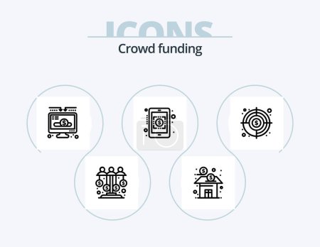 Ilustración de Crowdfunding Line Icon Pack 5 Icon Design. venture. capital. fund. income. fund - Imagen libre de derechos