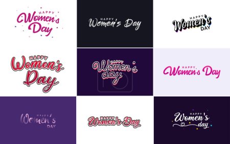 Illustration for March 8 typographic design set with Happy Women's Day text - Royalty Free Image
