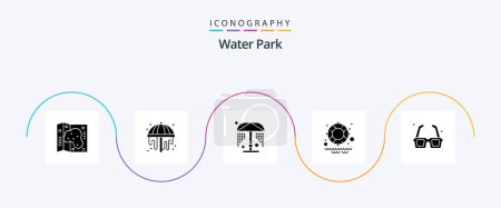 Ilustración de Water Park Glyph 5 Icon Pack Incluye día de San Valentín. park. Agua. Fuente. parque - Imagen libre de derechos
