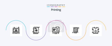 Ilustración de Línea de impresión 5 Icon Pack Incluyendo diseño. Marca. pantalla. Calle. ad ad - Imagen libre de derechos