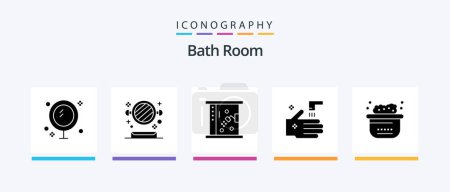 Illustration for Bath Room Glyph 5 Icon Pack Including animals. hand. toilet. faucet. shower. Creative Icons Design - Royalty Free Image