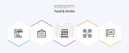 Illustration for Food and Drinks 25 Line icon pack including food and restaurant. fish. restaurant. meal. food - Royalty Free Image