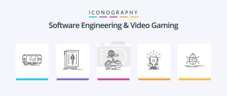 Ilustración de Software Engineering And Video Gaming Line 5 Icon Pack Including drive. vr. download. virtual. reality. Creative Icons Design - Imagen libre de derechos