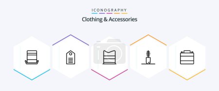 Illustration for Clothing and Accessories 25 Line icon pack including accessories. fashion. wear. clothing. web - Royalty Free Image
