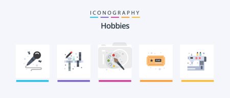 Illustration for Hobbies Flat 5 Icon Pack Including sew. handcraft. color. hobby. ticket. Creative Icons Design - Royalty Free Image
