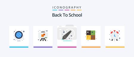 Illustration for Back To School Flat 5 Icon Pack Including timepiece. clock. education. alarm. education. Creative Icons Design - Royalty Free Image